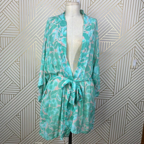 DVF x Onia Gina Wrap Tie Kimono in Peach‎ Skin - Picture 2 of 12